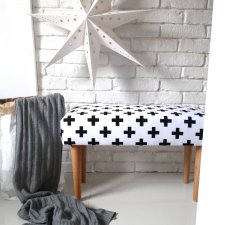 Ławka siedzisko w plusy krzyże czarno-biała tapicerowana skandynawskie ławeczka NA WYMIAR