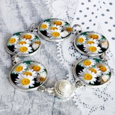 stokrotki :: piękna bransoletka z kwiatami w szkle