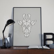 Plakat Żyrafa Szara Origami