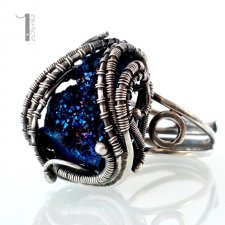 Osobliwość Virgo II srebrny pierścień z kwarcem tytanowym
