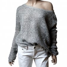Szary melanżowy sweter oversize 40 L