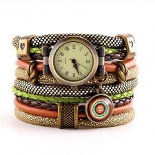Zegarek -bransoletka brązowo- zielony