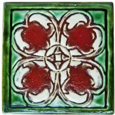 Dekory kafle z włoskim wzorem, ręcznie malowane czerwone kwiaty z zielonych ramach