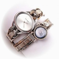 Zegarek - bransoletka srebrno- złoty z dmuchawcem