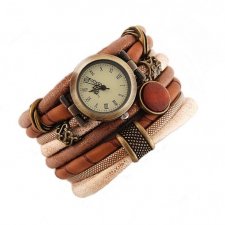 Zegarek- bransoletka z drewnianą zawieszką