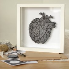 Obraz z filcowym sercem i mózgiem