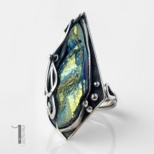 Gynvael srebrny pierścień z kwarcem tytanowym