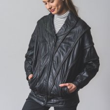 Vtg black leather jacket M