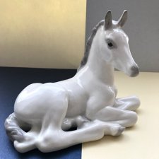 ŁOMONOSOW ❀ڿڰۣ❀ WYSOKIEJ KLASY FIGURA ❀ڿڰۣ❀ Koń, I połowa XXw. ❀ڿڰۣ❀ Sygnowana ❀ڿڰۣ❀ Jakościowa porcelana