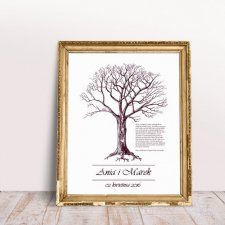 Eleganckie drzewo Wpisów gości weselnych 50x70 cm - plakat do wpisywania życzeń