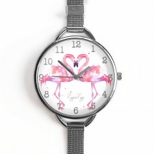 Flamingi - zegarek z dużą tarczką - Egginegg