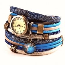 Zegarek bransoletka niebieski z globusem