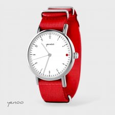 Zegarek - Simple elegance, biały - czerwony, nato