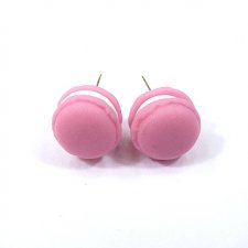 Sztyfty makaroniki różowe kolczyki wkrętki słodka biżuteria FIMO
