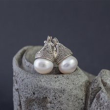 perły w srebrze - kolczyki