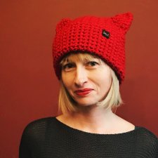 czapka z kocimi  uszami CAT HAT czerwona