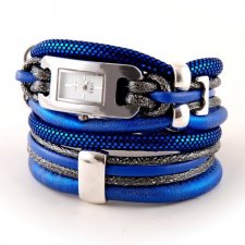 Zegarek bransoletka niebieski i srebrzysty