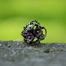 Elven garden - pierścionek ze szklanymi kwiatami