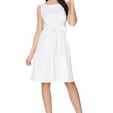 Elegancka sukienka z kokardą T230, biały