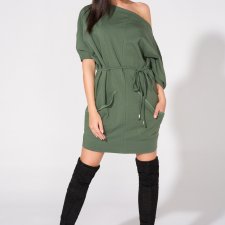 Sukienka 2 w 1 z dużymi kieszeniami T155, zielony