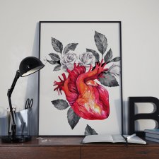 Plakat Serce i róże 30x40