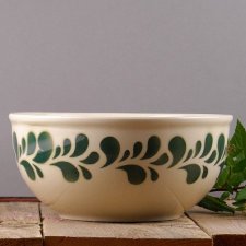 ceramiczna miska, biała,zielony wzór
