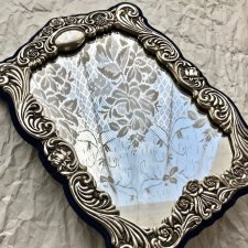 Vintage Silver Plated Mirror ❀ڿڰۣ❀ Lustro 27cm.❀ڿڰۣ❀ Wyjątkowe!