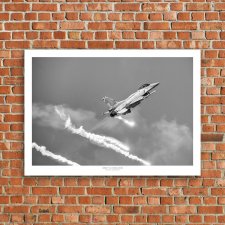 Plakat 100x70 cm - Samolot F-16- czarno-biały-01