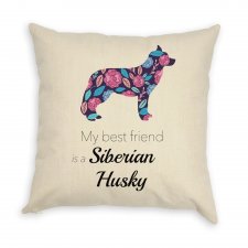 Poszewka na poduszkę - Siberian Husky Flowers