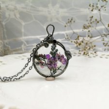 Purple meadow - naszyjnik z prawdziwymi kwiatami