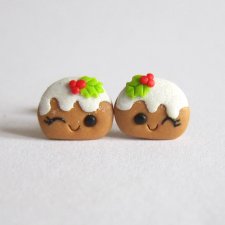 Słodkie Świąteczne Kolczyki Kawaii Świąteczny Pudding Świąteczny Prezent dla Dziewczynki Prezent dla Dziewczyny