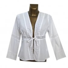 Nowa Kobieca Biała Bluzka Haft Bawełna 42 XL
