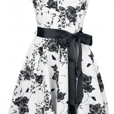Sukienka retro pin-up "H&R" czarno-białe kwiaty
