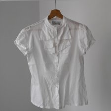 Biała bawełniana koszula z żabotem S