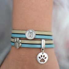 BRANSOLETKA SKÓRZANA MAGNETOOS DOUBLE WOLF AND PAWS CHARMS