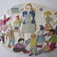 Unikatowy autorski ROBINA TABBERER CERAMICS coalbrookdale lustre -obrazek recznie malowana ceramika