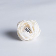 FloweRing - kwiatowy pierścionek - ecru z cyrkonią