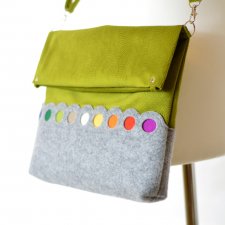 Zielona torba na ramię składana z Kolorowymi Kropkami