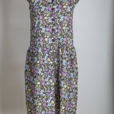 Sukienka bawełniana w kwiaty retro guziki S/M