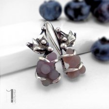 Bilberry srebrne kolczyki z chalcedonem winogronowym