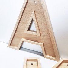 Drewniane litery 3d, stojące lub wiszące z drewna 25cm
