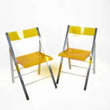 Para składanych krzeseł akrylowych Milden LeisureMod, USA lata 90.