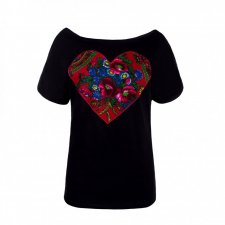 Czarna koszulka z folkowym sercem
