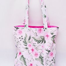 Torba na zakupy shopperka ekologiczna torba zakupowa na ramię bawełniana torba kwiaty in garden