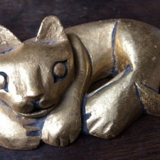 Gold cat - fantastyczny złoty kot - drewniany ręcznie wykonany