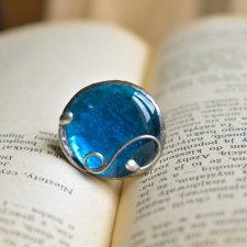 Ocean - duży pierścionek ze szkłem