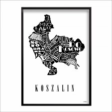 PLAKAT typograficzny mapa KOSZALIN LOFT 70x100 cm