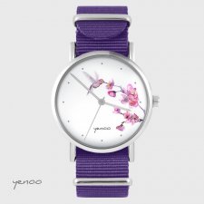 Zegarek - Koliber, oznaczenia - fioletowy, nylonowy