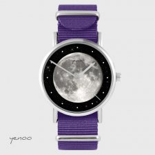 Zegarek - Księżyc - fioletowy, nylonowy