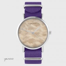 Zegarek - Piasek, plaża - fioletowy, nylonowy